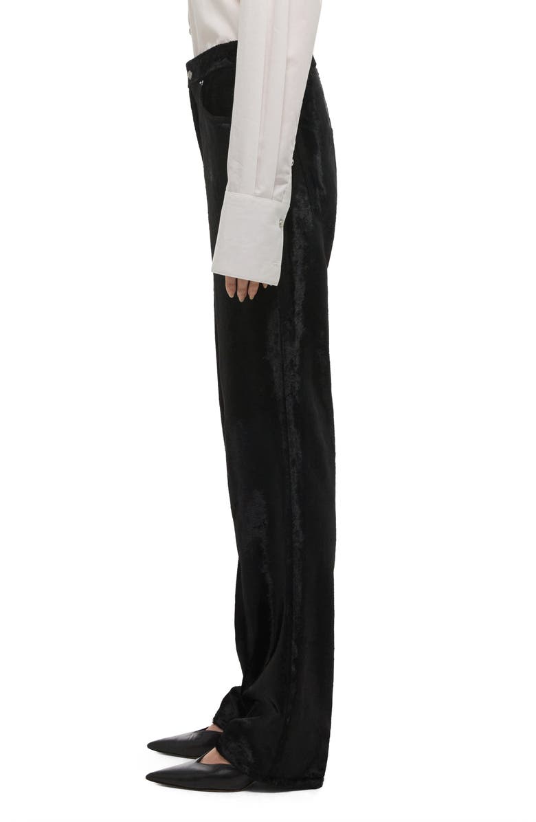 Helmut Lang High Waist Velvet Pants, Alternate, color, Black