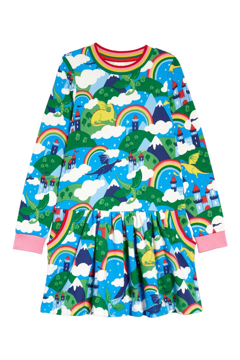 Kids' Print Sweatshirt Dress, Main, color, MULTI DRAGON SKY