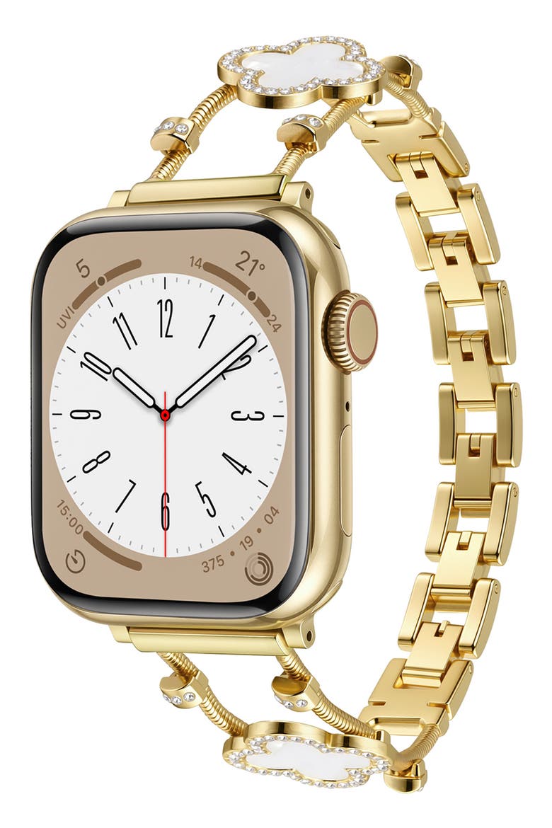 Clover Crystal Smartwatch Band, Alternate, color, GOLD