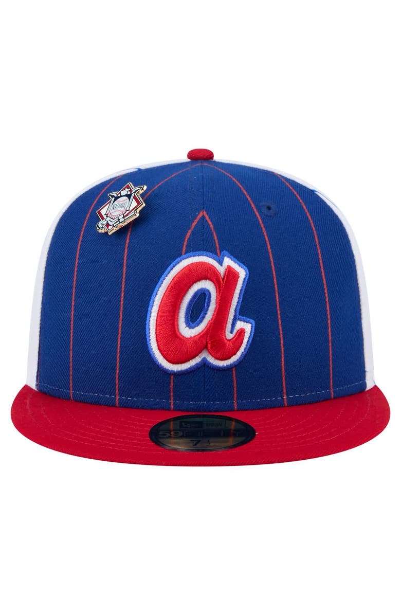 New Era Men's New Era Blue Atlanta Braves Pinstripe 59FIFTY Fitted Hat, Alternate, color,