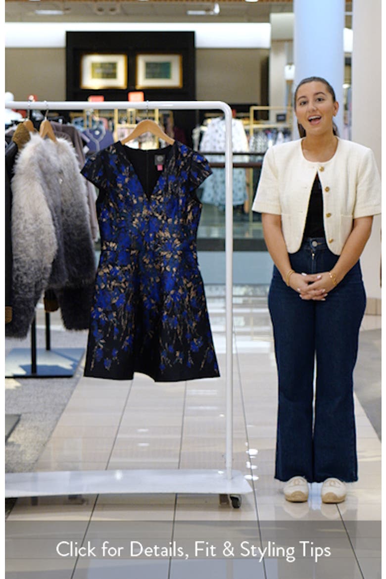 Metallic Floral Jacquard Fit & Flare Dress video