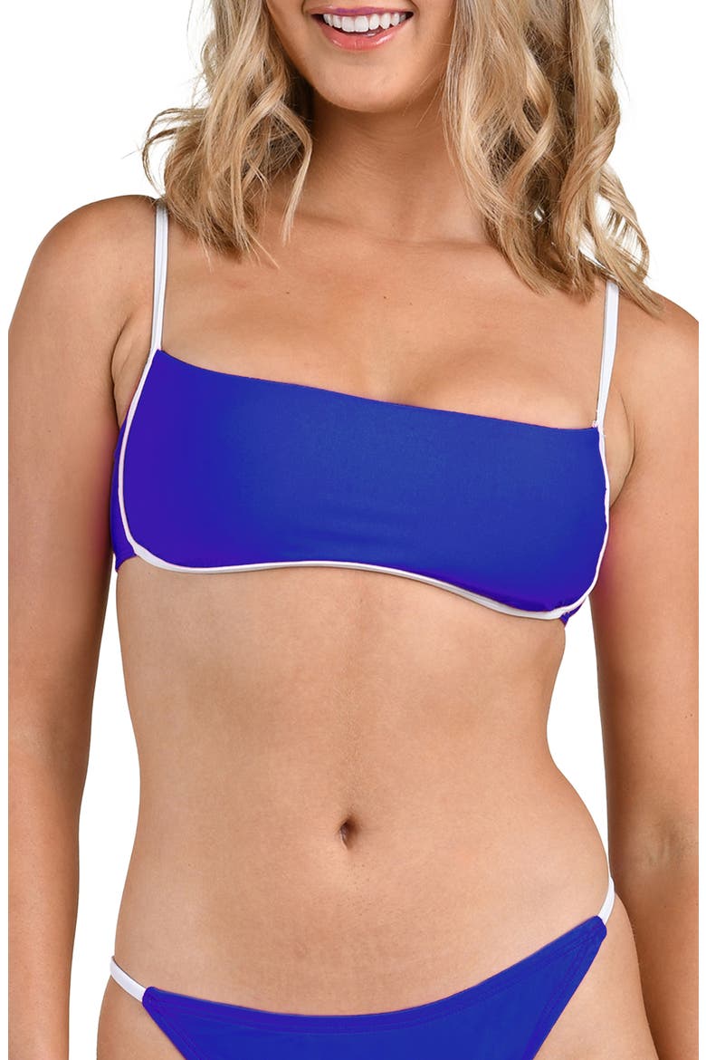 Solids Contrast Trim Bandeau Bikini Top, Main, color, OCEAN