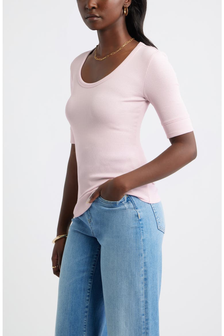 Scoop Neck Ribbed T-Shirt, Alternate, color, PINK CAKE