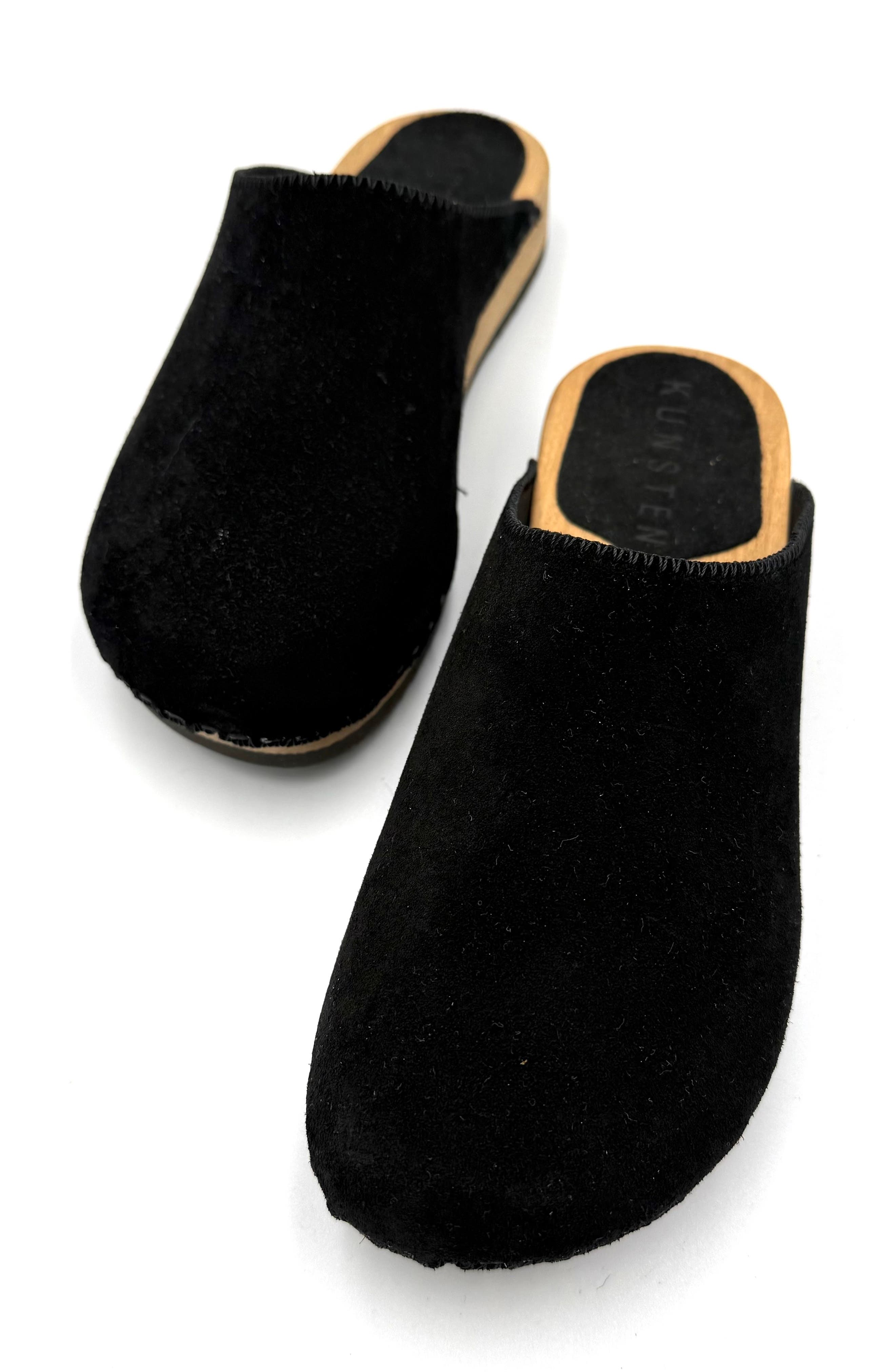 KUNSTEN Ella Suede Clogs, Alternate, color, Black