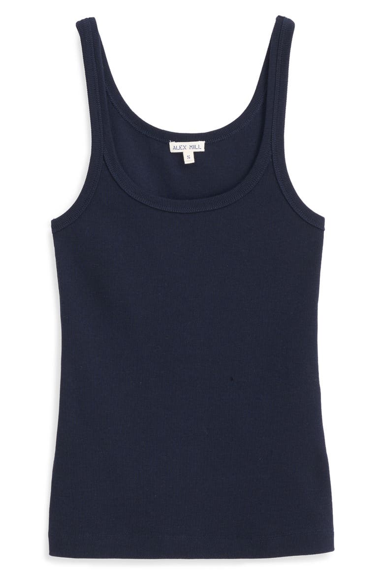 365 Stretch Cotton Rib Tank, Alternate, color, DARK NAVY