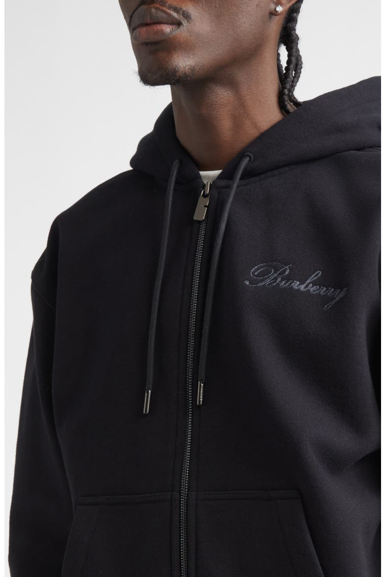 Rory Logo Embroidered Cotton French Terry Zip Hoodie, Alternate, color, BLACK