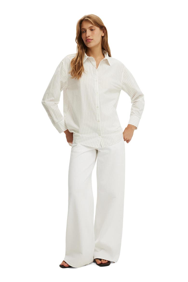 Women's Ella Wrap Long Sleeve Shirt, Alternate, color, Grey Pinstripe