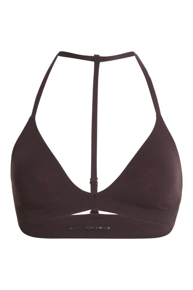 Infinalon T-Back Triangle Sports Bra, Main, color, DARK ROAST