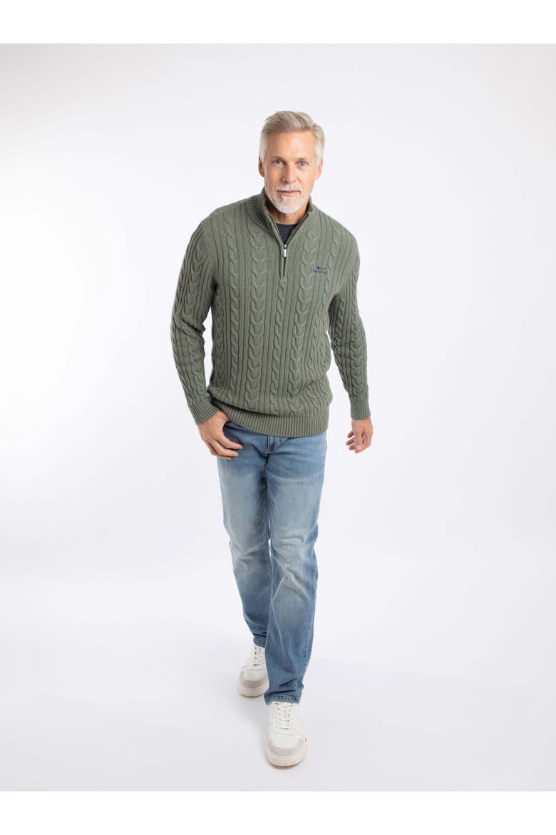 Heath 1/4 Zip Cable Knit Jumper, Alternate, color, Woodland Sage