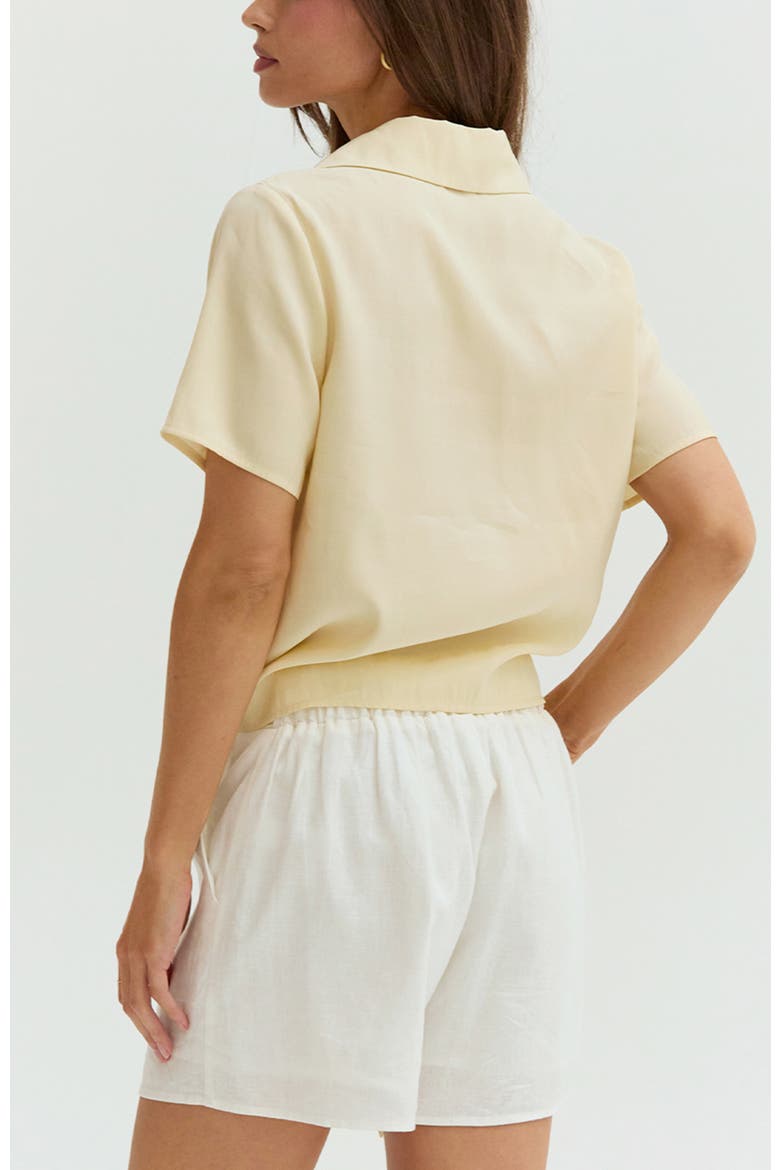Front Tie Short Sleeve Blouse, Alternate, color, Light Yellow