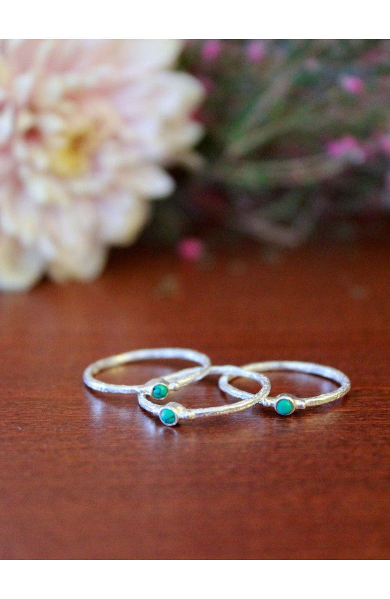 Fair Anita Tiny Stone Sterling Stacking Ring Set - Turquoise, Alternate, color, Turquoise - 6