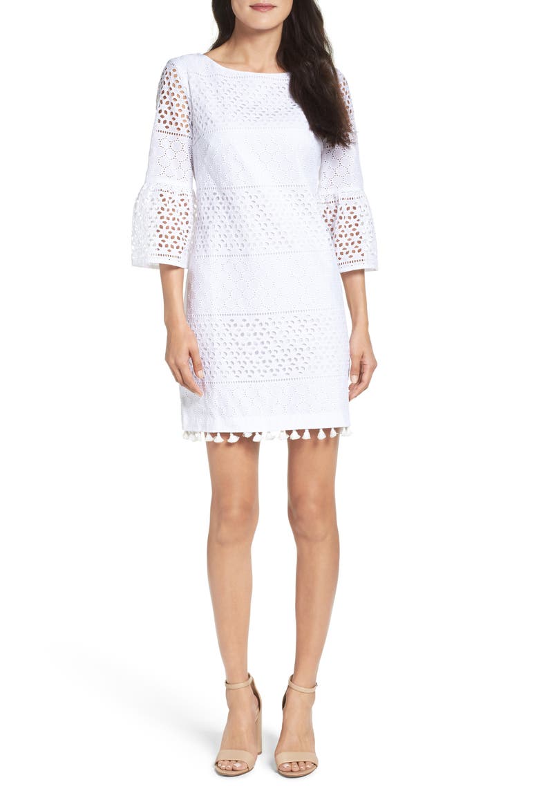 Eyelet A-Line Dress, Main, color, IVORY