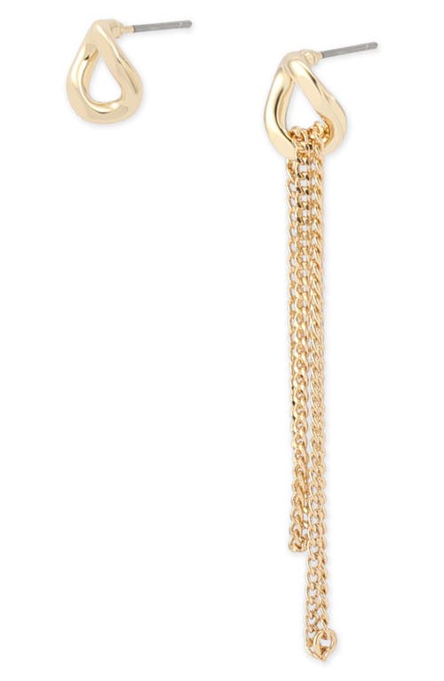 Allsaints Mismatch Stud & Chain Drop Earrings In Gold
