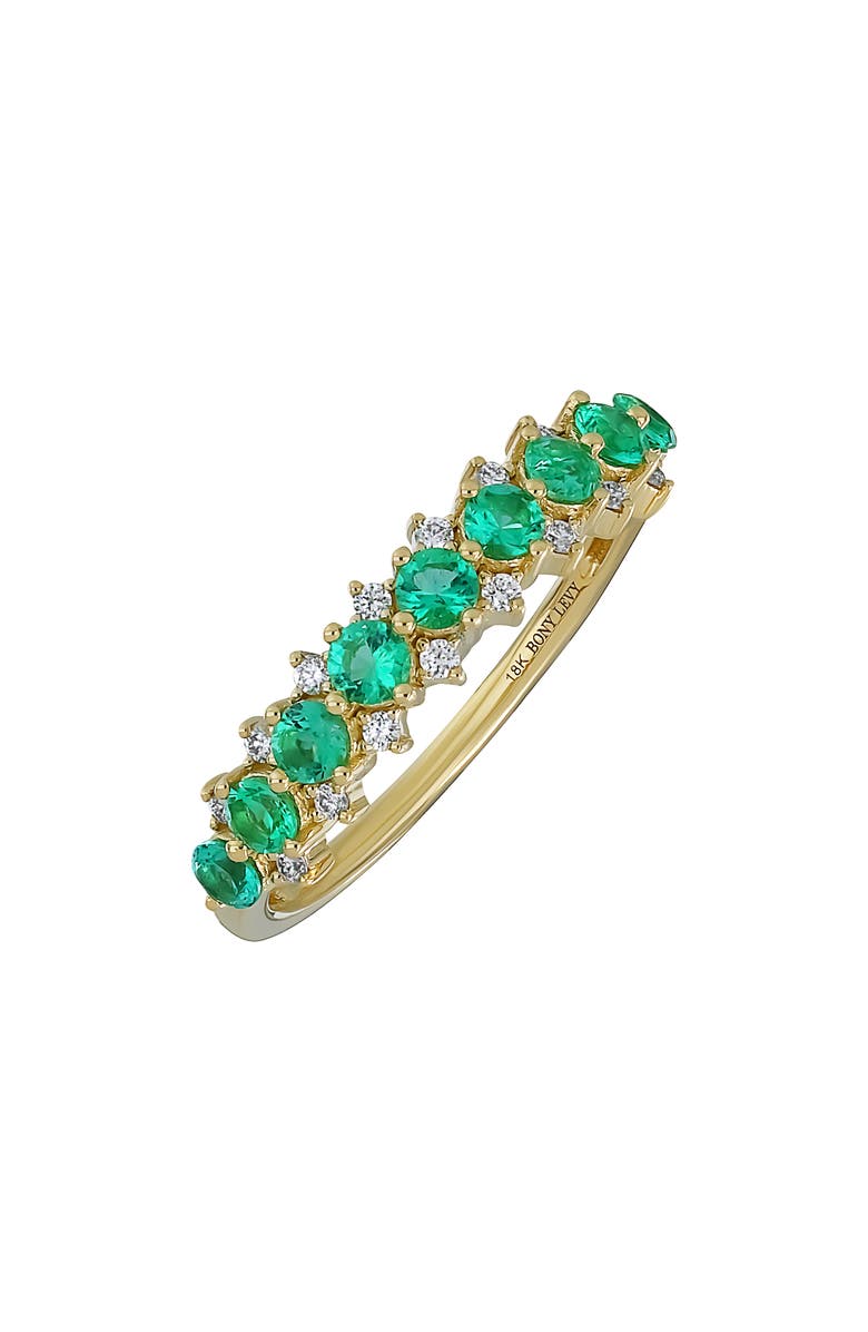 Bony Levy El Mar Emerald & Diamond Stacking Ring, Main, color, 18K Yellow Gold
