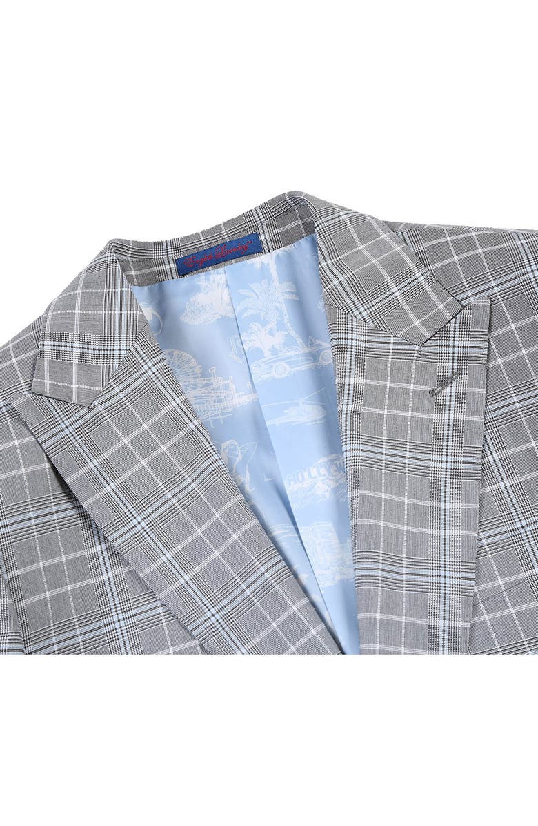 English Laundry Plaid Two Button Peak Lapel Trim Fit Suit, Alternate, color, Gray
