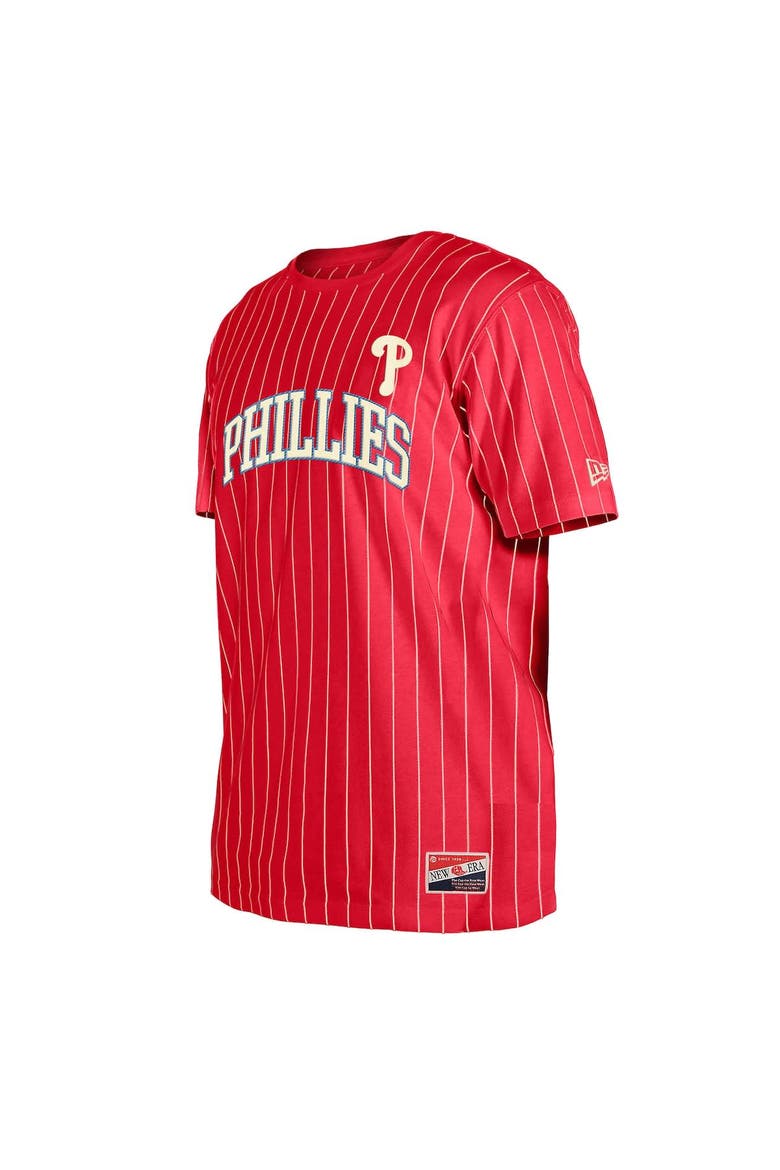 Men's New Era Red Philadelphia Phillies Throwback Pinstripe T-Shirt, Alternate, color, Red