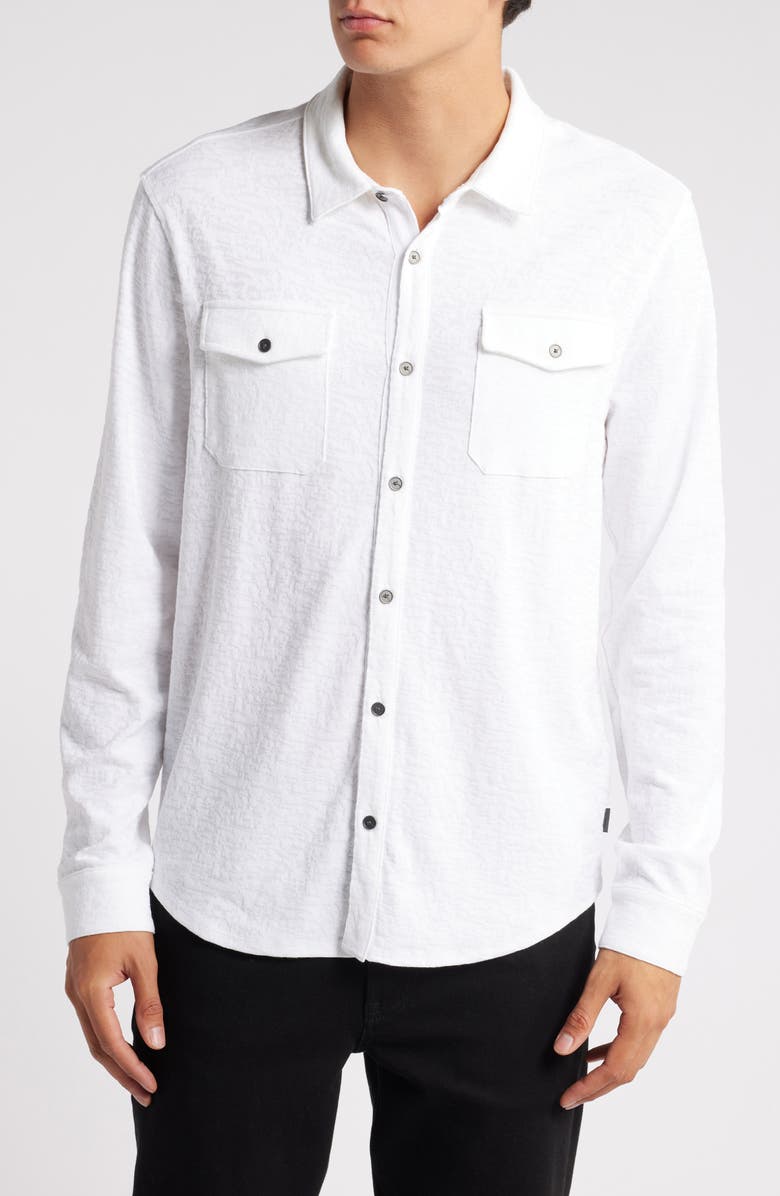 John Varvatos Abuja Textured Cotton Stretch Jacquard Button-Up Shirt, Main, color, White
