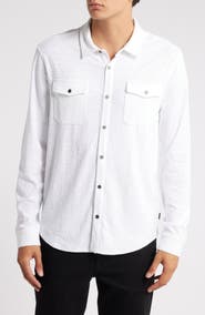 John Varvatos Abuja Textured Cotton Stretch Jacquard Button-Up Shirt