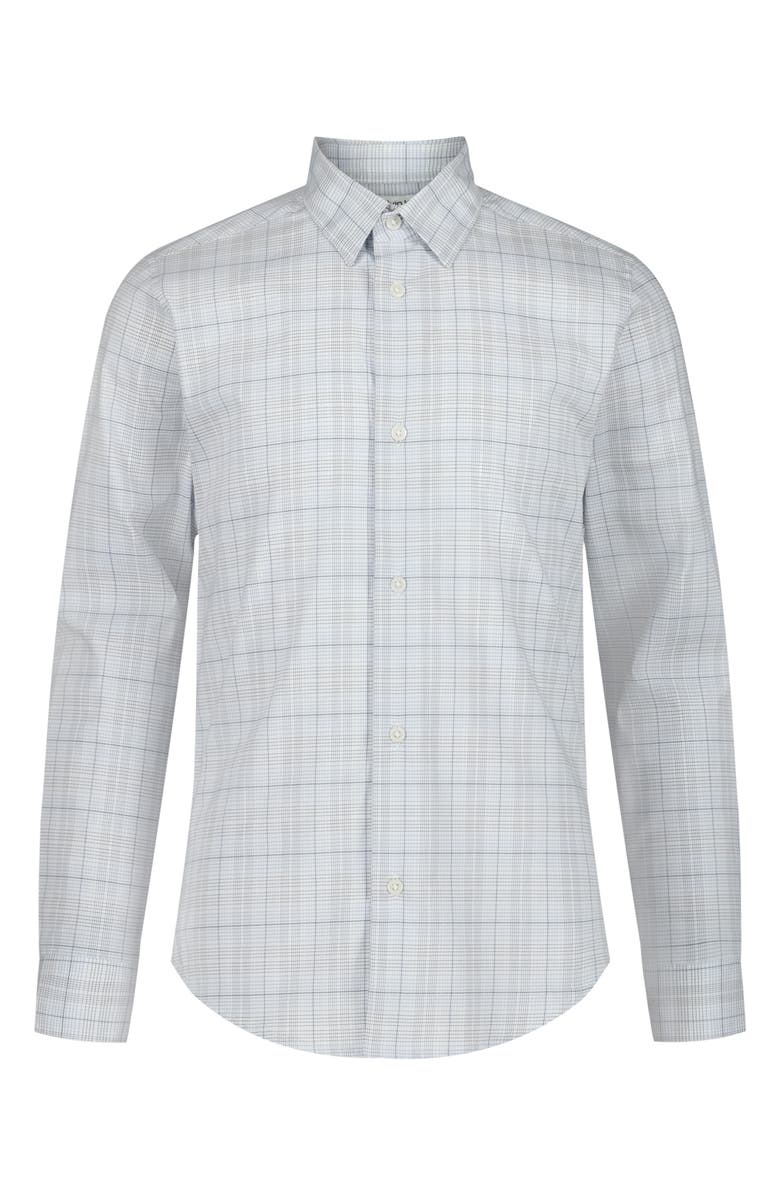Calvin Klein Kids' Tonal Plaid Long Sleeve Button-Up Shirt, Main, color, Light Blue