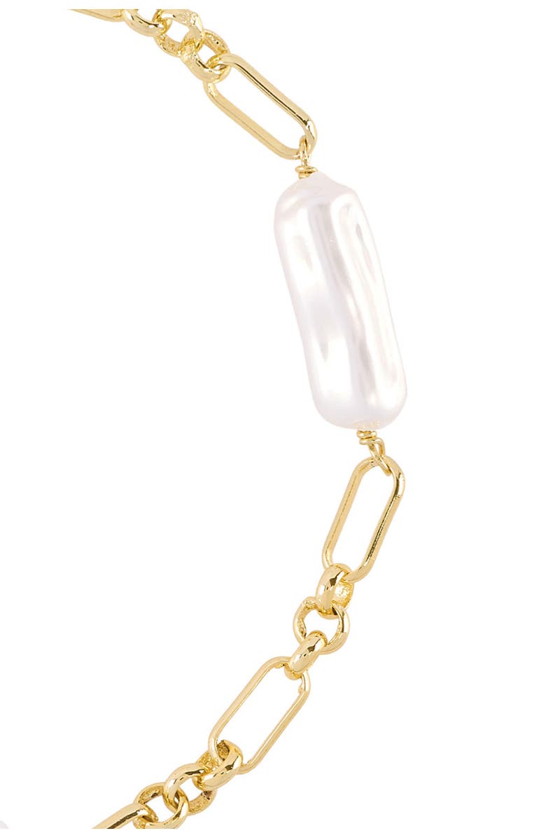 ATHRA LUXE Faux Pearl Paper Clip Chain Bracelet, Alternate, color, Gold
