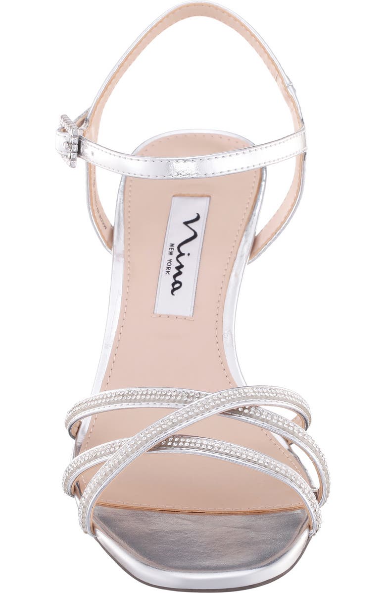 Nina Bobby Embellished Ankle Strap Sandal, Alternate, color, Silver