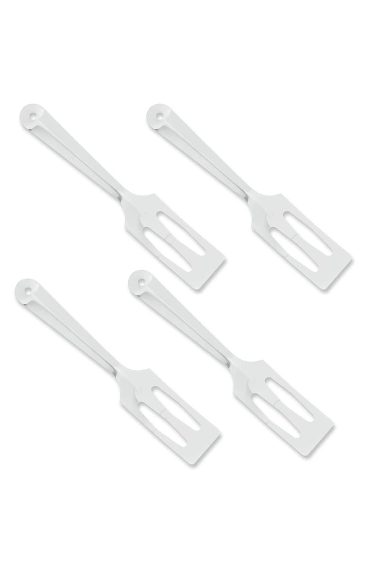 Cutlery Slotted Serving Spoon, Stainless Steel Face, Set of 4, Main, color, Silver