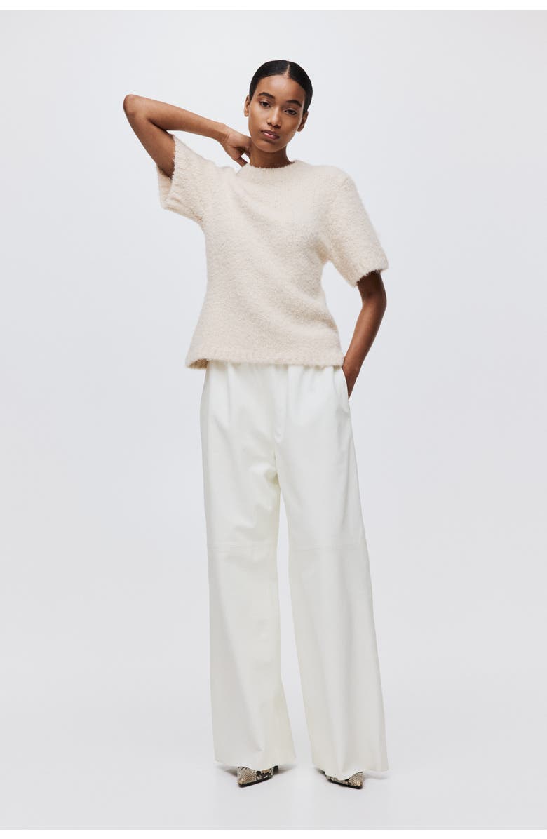 H&M Bouclé-knit T-shirt, Alternate, color, Cream