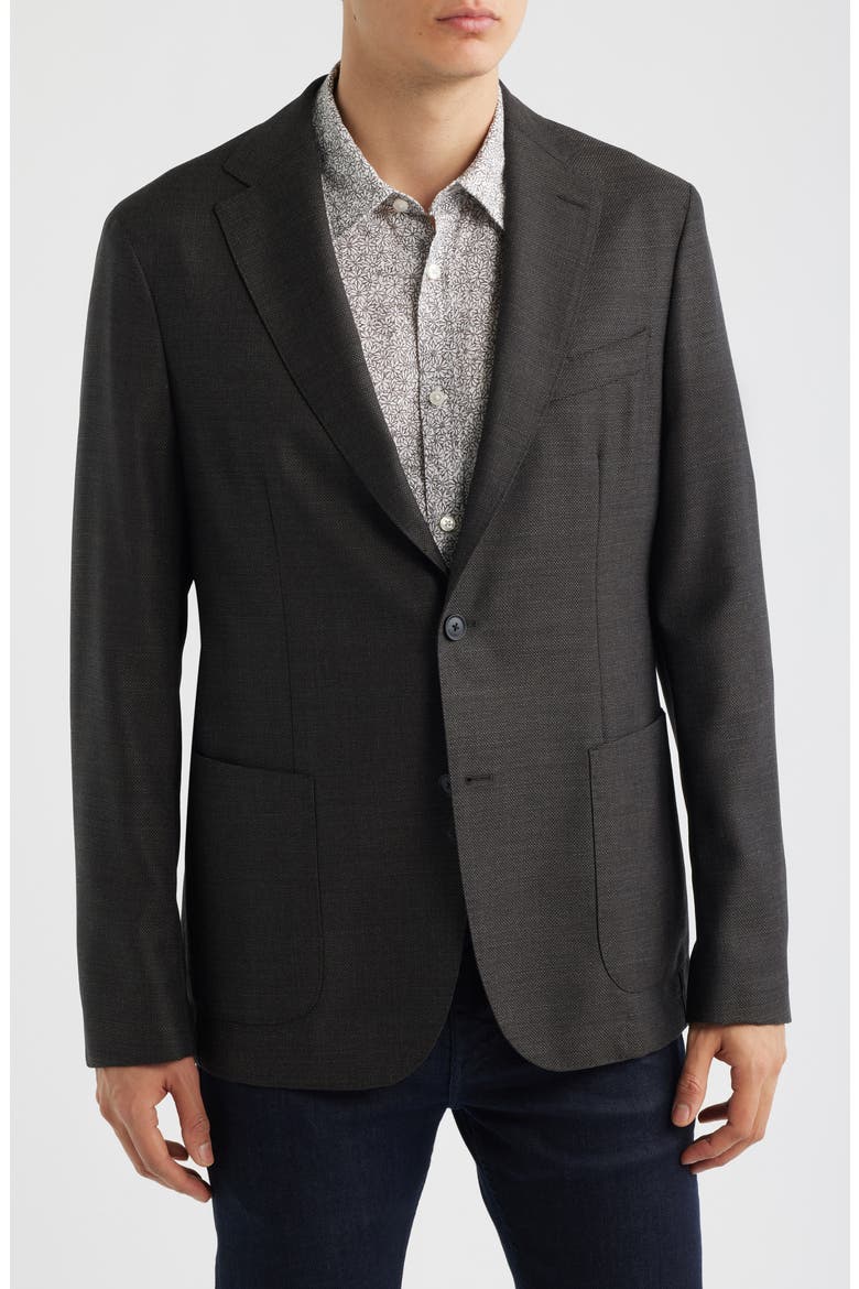 Hanry Slim Fit Brown Slub Virgin Wool Sport Coat, Main, color, DARK BROWN