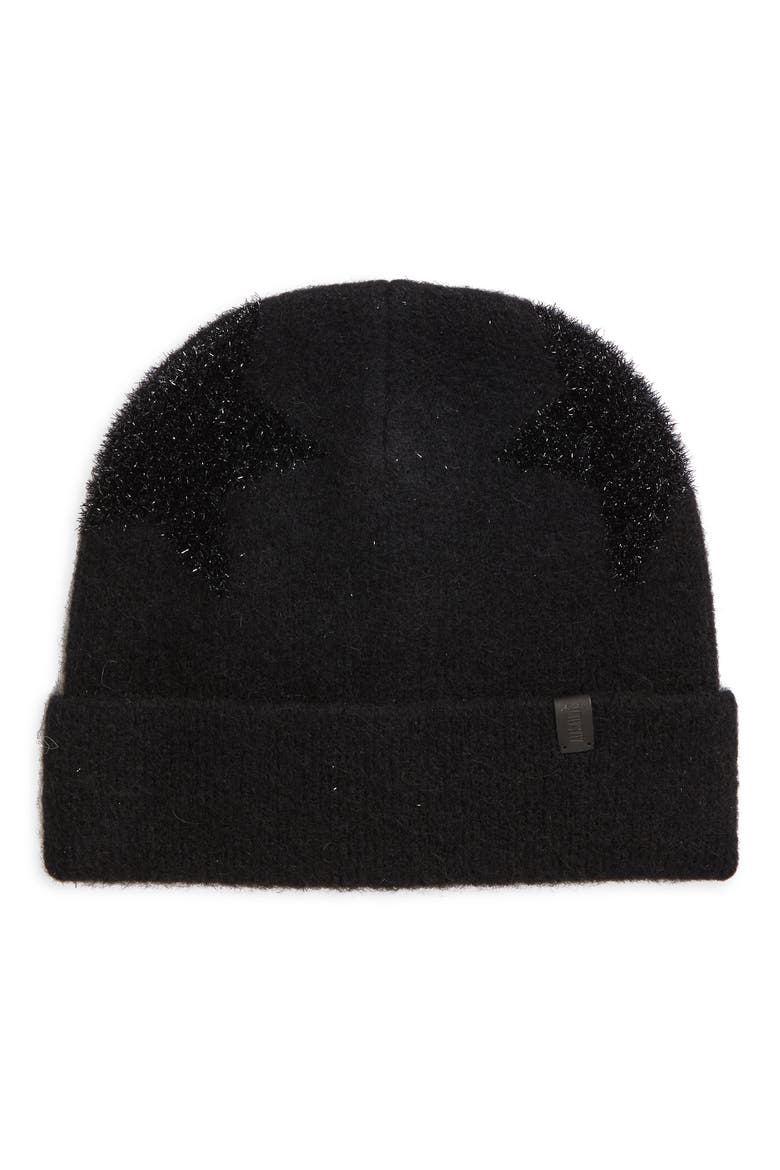 Metallic Star Beanie, Main, color, BLACK