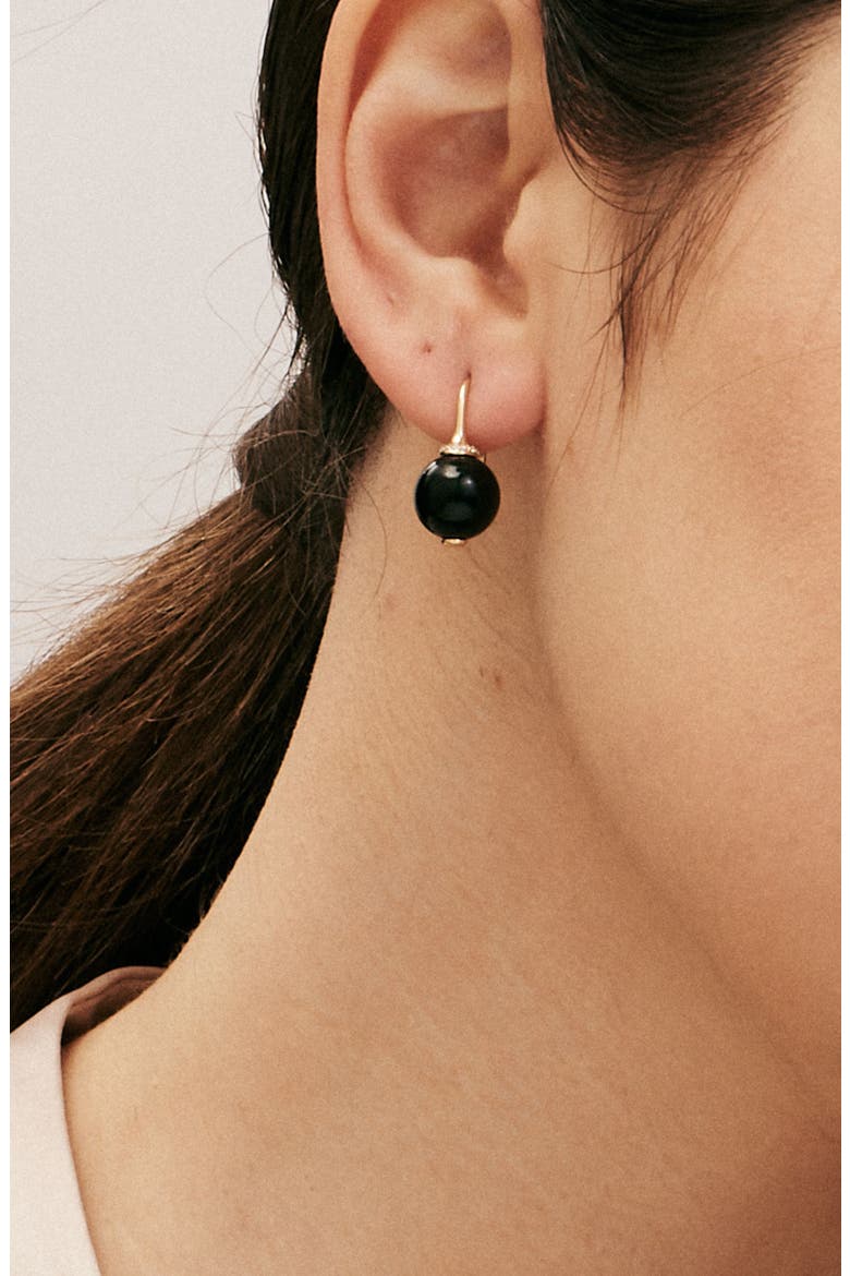 Bead Earrings, Alternate, color, Black Onyx