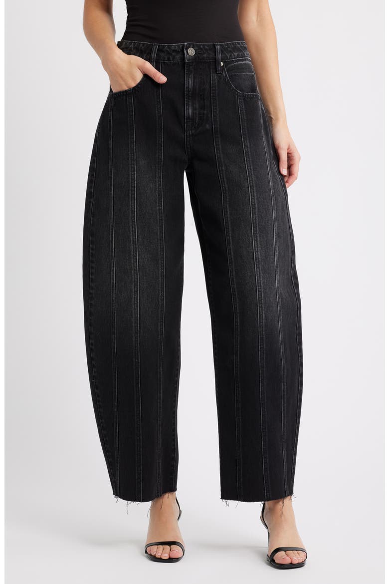Seamed Ankle Barrel Leg Jeans, Main, color, BLACK
