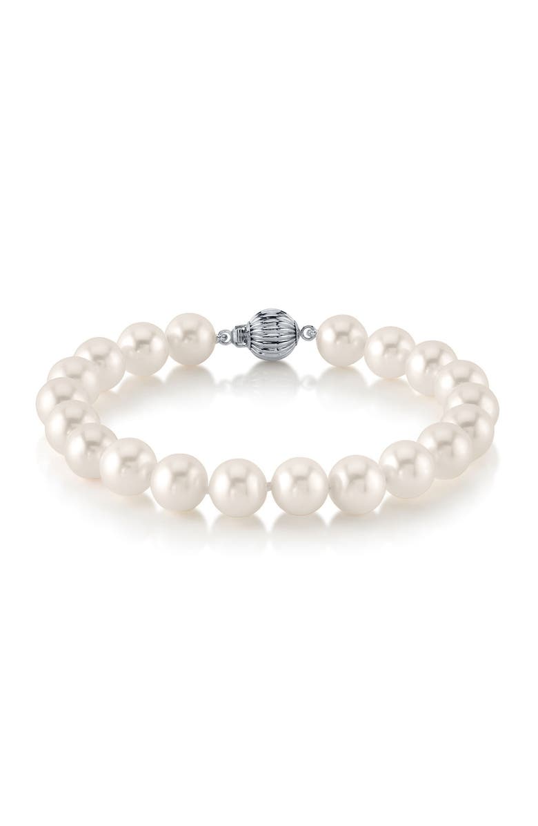 The Pearl Source Freshwater Pearl Bracelet 7.5-8.5mm, Main, color, White Pearl - Gabriella Clasp