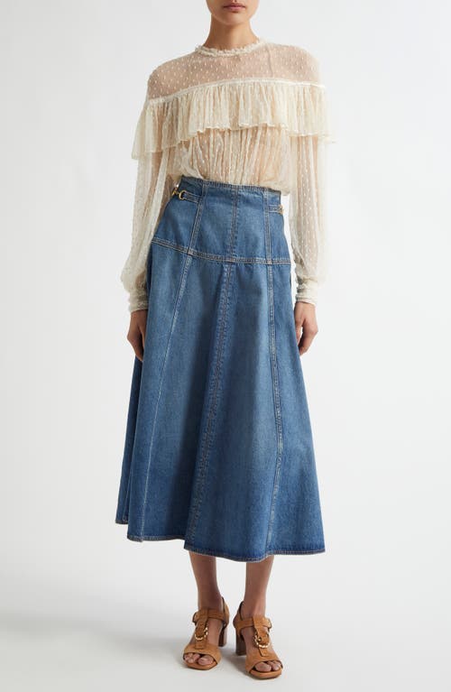 Shop Ulla Johnson The Brigette A-line Denim Midi Skirt In Danube