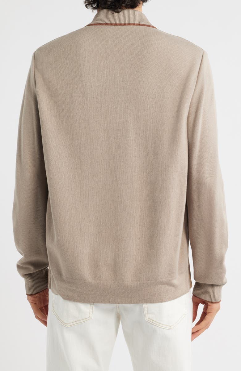 Canali Ultralight Suede & Merino Wool Overshirt, Alternate, color, Beige