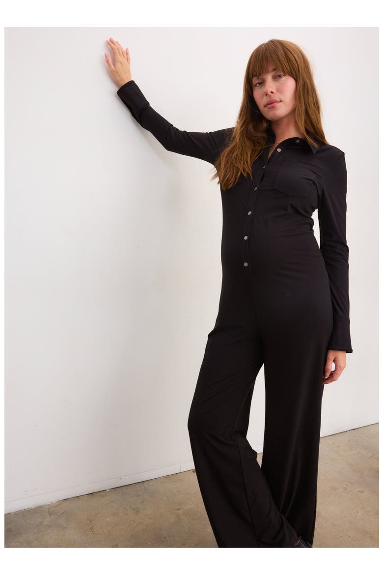 The Bodyflex Bombshell Nursing Jumpsuit, Main, color, Black