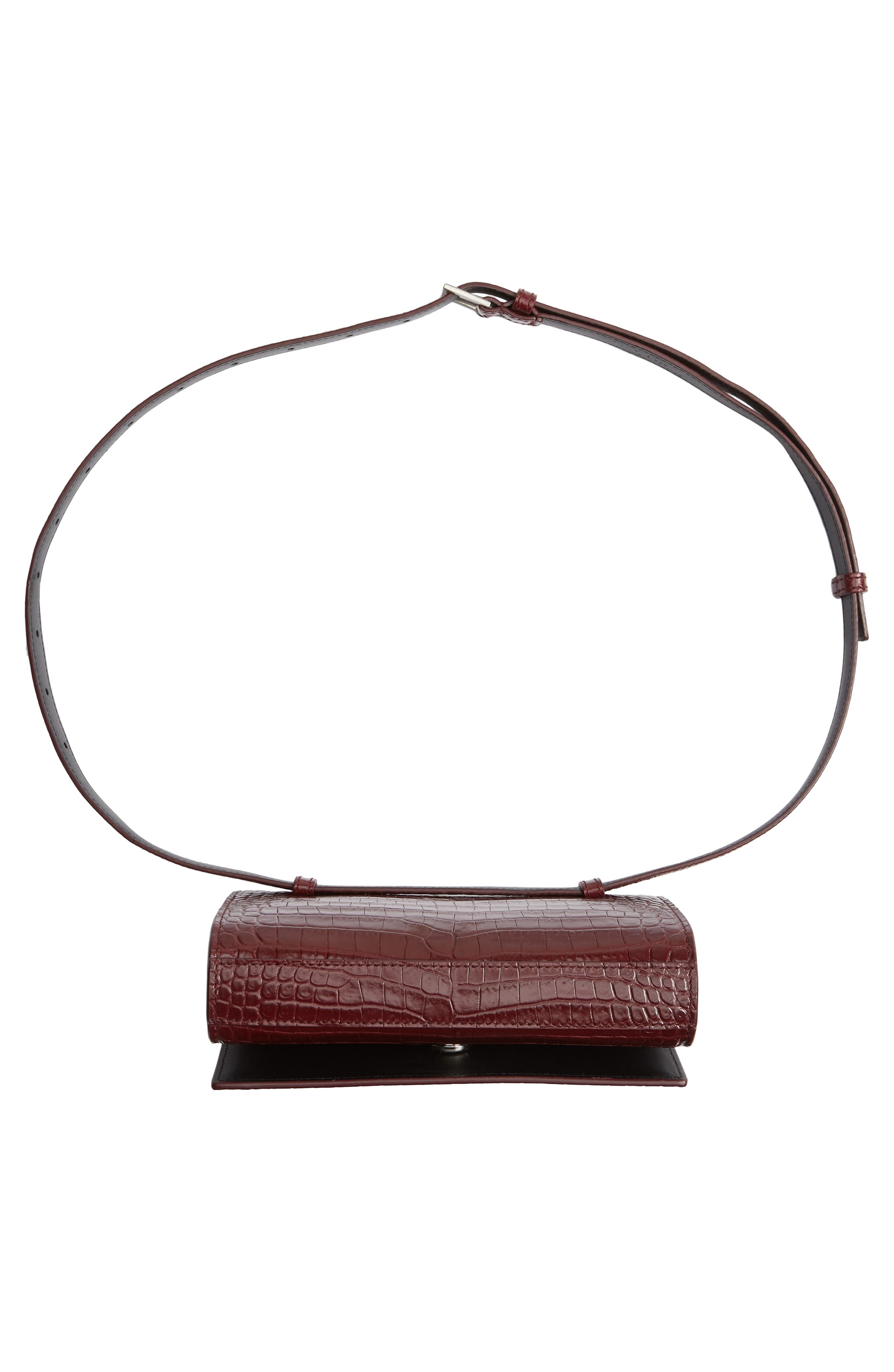 Saint Laurent Kate Croc-Embossed Leather Belt Bag, Alternate, color, 