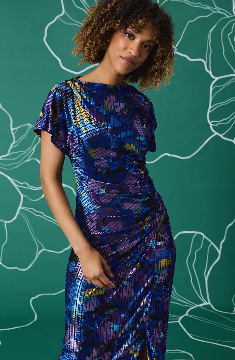Maggy London Floral Print Ruched Sheath Dress, Alternate, color, 