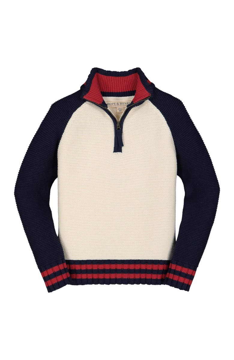 Hope & Henry Baby Boys' Half Zip Ski Sweater, Infant, Main, color, Ivory, Navy, Red Colorblock