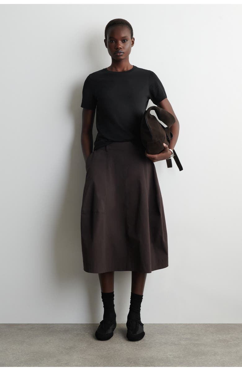 COS Cotton-Modal Crew-Neck T-Shirt, Alternate, color, Black