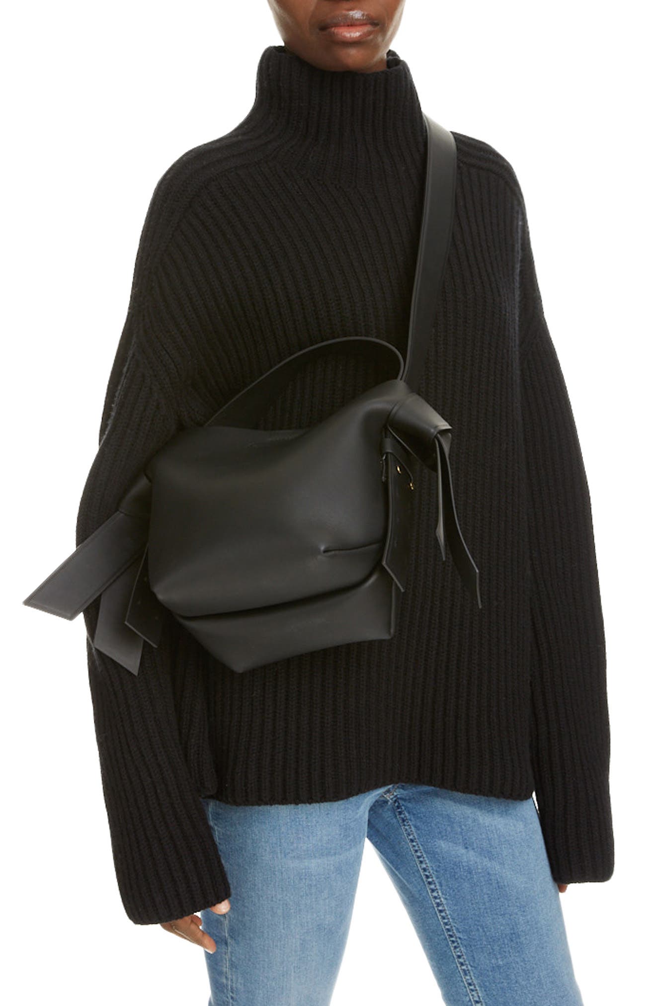 Acne Studios Midi Musubi Leather Bag, Alternate, color, 