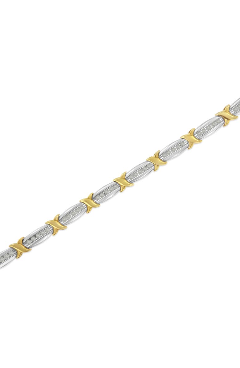 Haus of Brilliance 10K Yellow Gold over Silver 1.0 Cttw Diamond Tapered & X-Link Tennis Bracelet, Alternate, color, Yellowwhite
