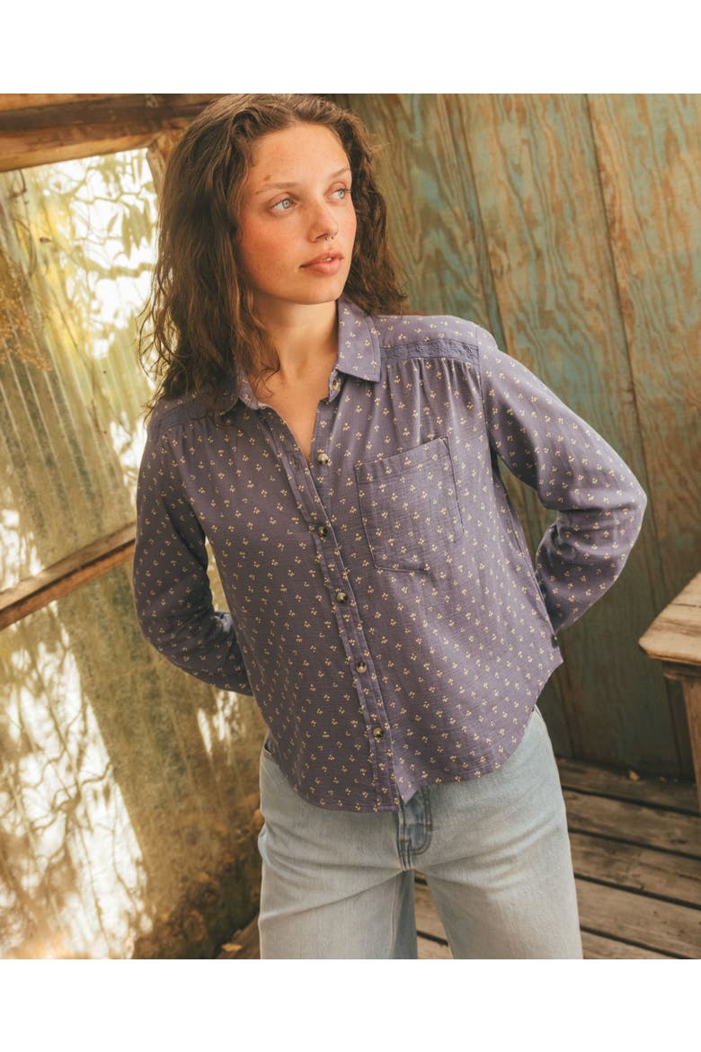 Manzana Boxy Long Sleeve Shirt, Alternate, color, Ocean Print