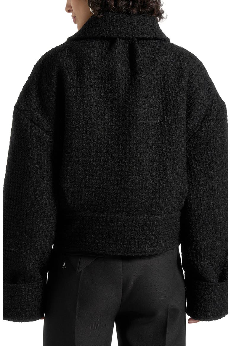 Naela Boxy Tweed Jacket With Cuff Detail, Alternate, color, Black