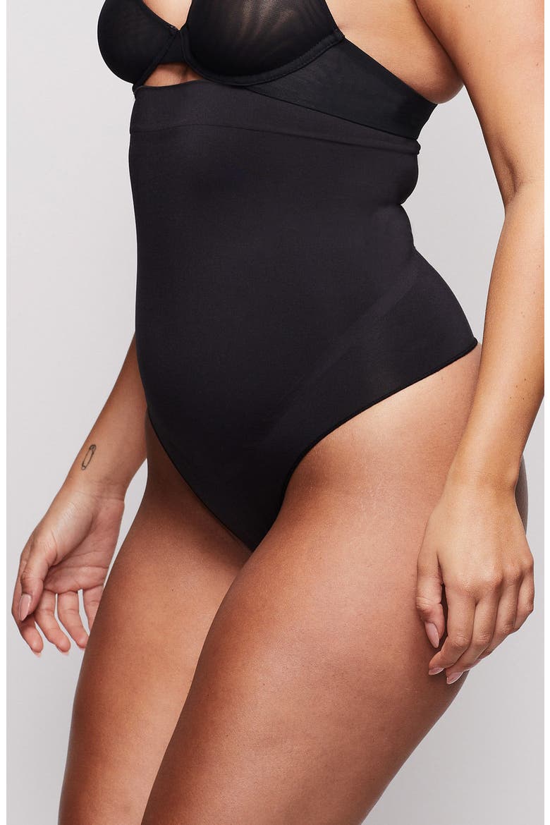 High Waist Bonded Thong, Alternate, color, ONYX