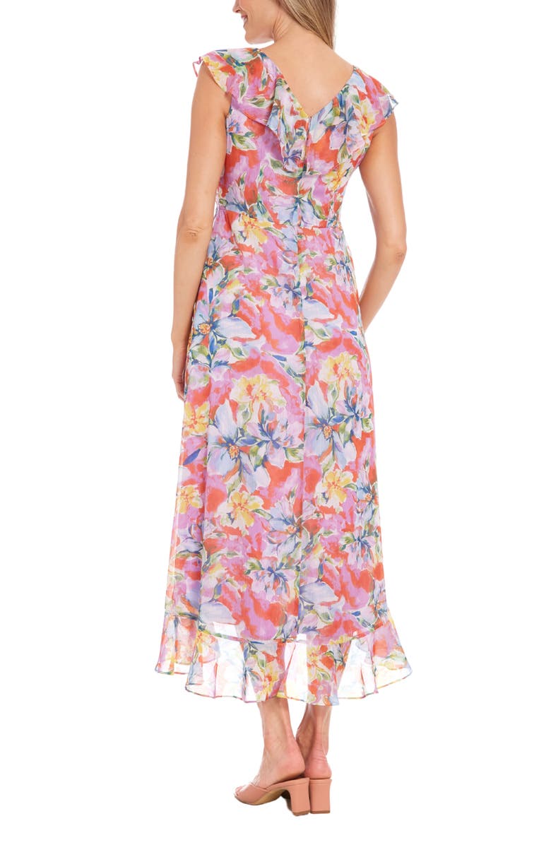 London Times Floral Ruffle Maxi Dress, Alternate, color, 