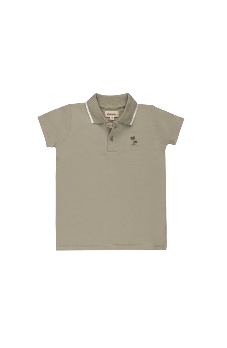 Ely's & Co. Embroidered Palm Trees Collection - Boys Polo, Main, color, Sage