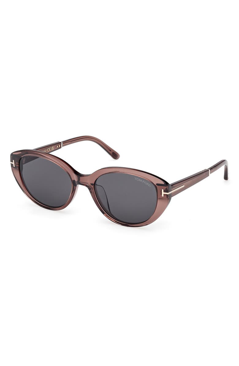 TOM FORD 54mm Butterfly Sunglasses, Alternate, color, Shiny Light Brown / Smoke