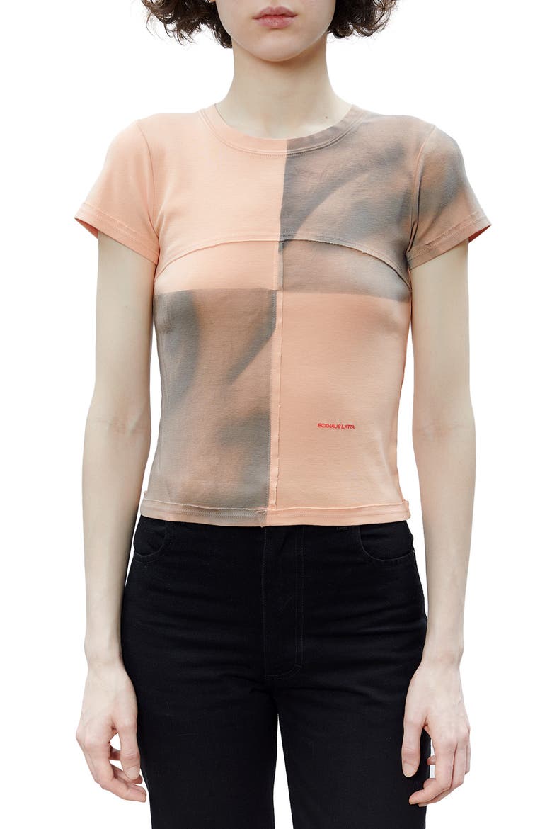 Checkerboard Lapped Seam Baby T-Shirt, Main, color, BIG CHECKER BEIGE
