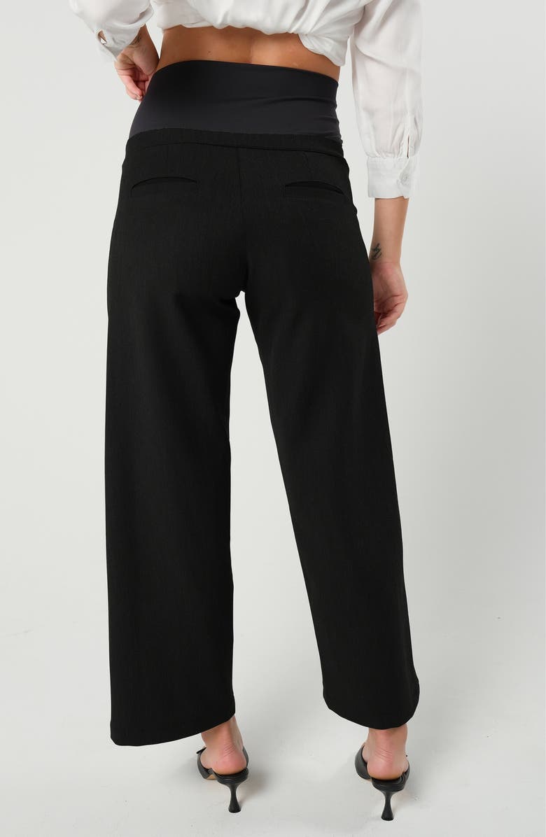 Marion Women's Wide Leg Black Maternity Work Pant in Italian Stretch Suiting Fabric, Alternate, color, Black