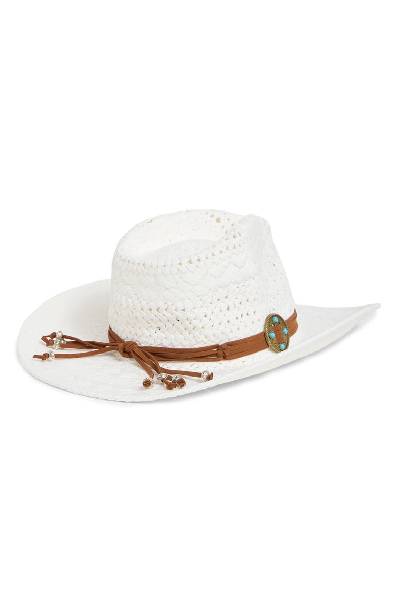 Vince Camuto Embellished Braided Band Cowboy Hat, Alternate, color,